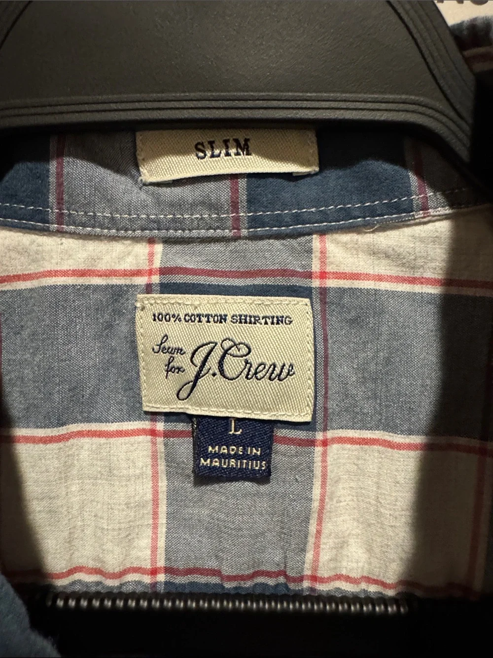 J.Crew Classic Blue and White Plaid Men's Button-Down Shirt - Slim Large